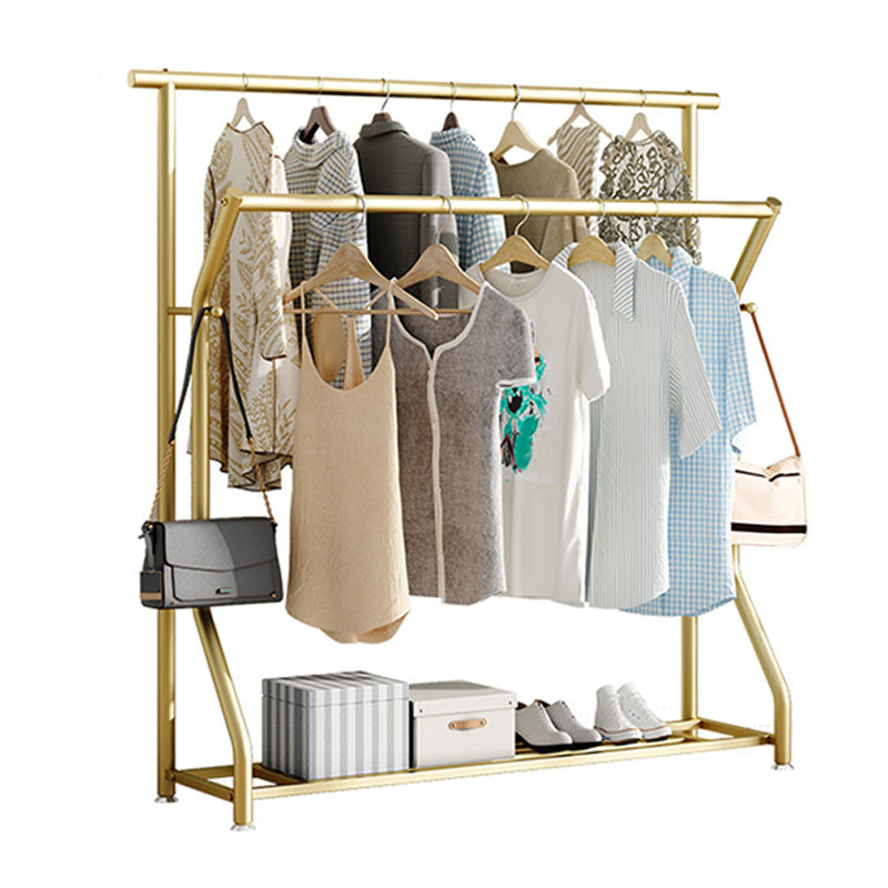 Modern Hall Stand Metal 2 Hooks Free Standing Storage Shelf Organizer Coat Rack