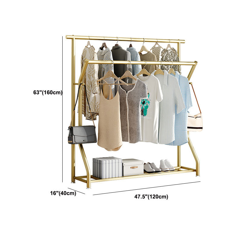 Modern Hall Stand Metal 2 Hooks Free Standing Storage Shelf Organizer Coat Rack