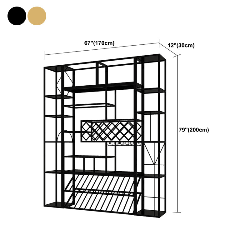 Luxury Metal Wine Holder Rack Freestanding with Shelf Wine Rack 78.7"H