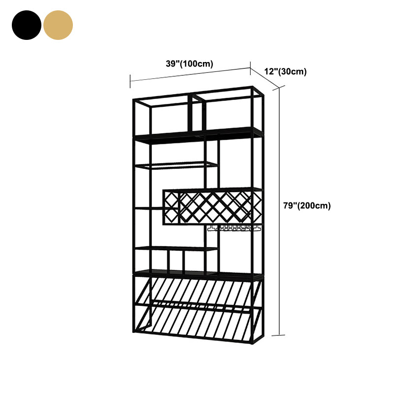 Luxury Metal Wine Holder Rack Freestanding with Shelf Wine Rack 78.7"H