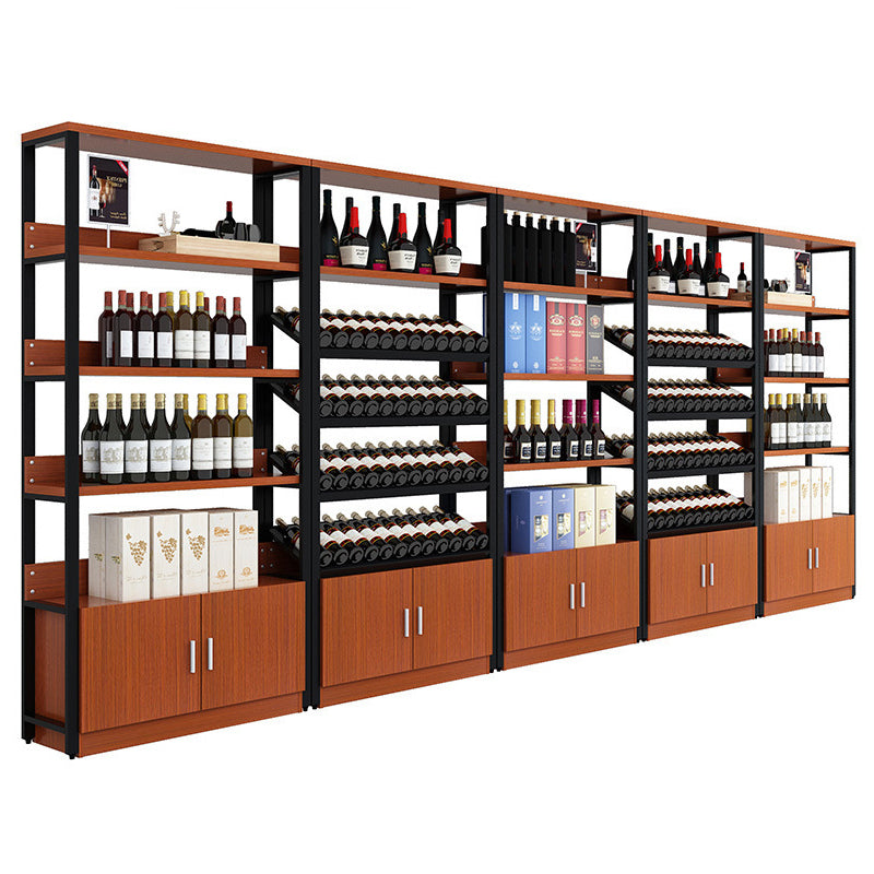 Modern Wine Bottle Holder Wood and Metal Bottle Wine Rack with Shelf