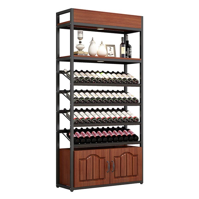 Mid-Century Modern Wine Holder Floor Solid Wood Wine Rack with Shelf