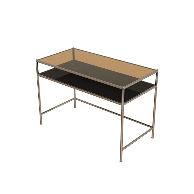 Contemporary Glass Writing Desk Rectangular Office Desk with Shelf