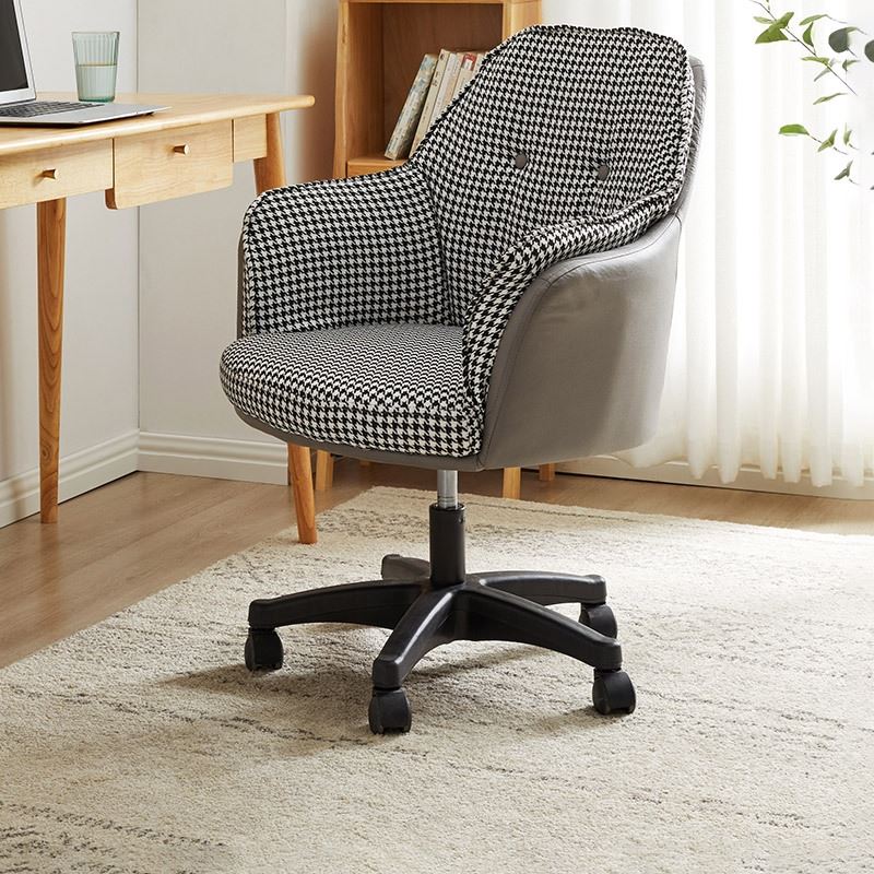 Black Contemporary Arm Chair Upholstered Swivel Office Chair