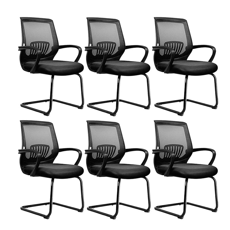 Mid-Back Office Chair Contemporary Ergonomic No Wheels Desk Chair