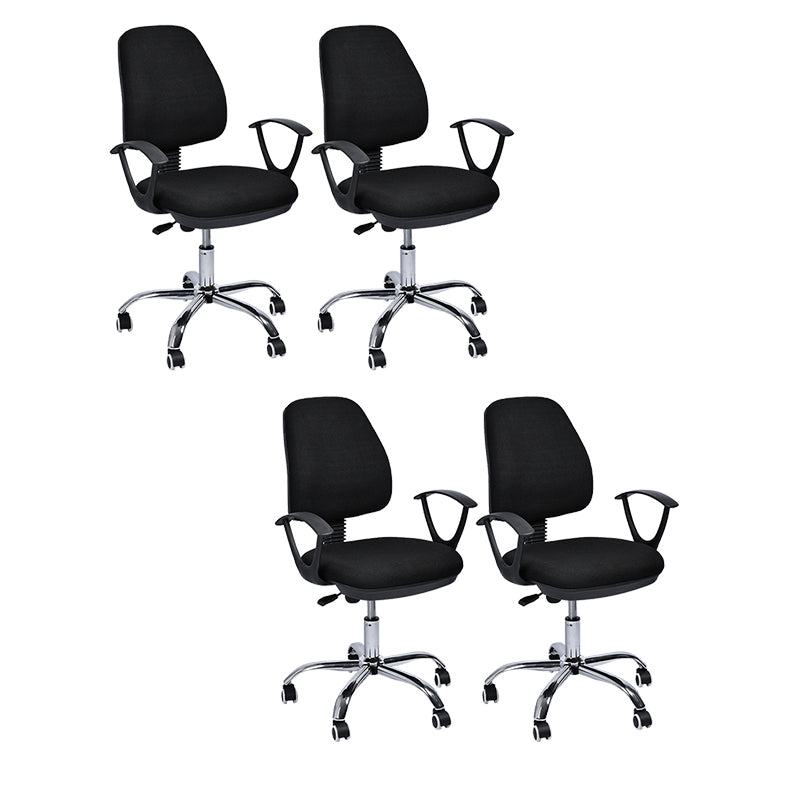 Contemporary Arm Chair Adjustable Seat Height Fixed Arms Black Office Chair