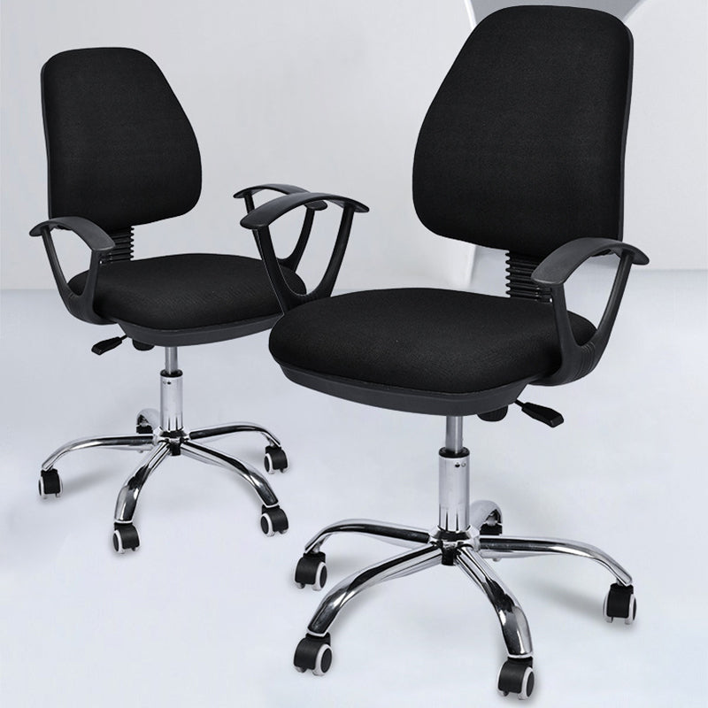 Contemporary Arm Chair Adjustable Seat Height Fixed Arms Black Office Chair