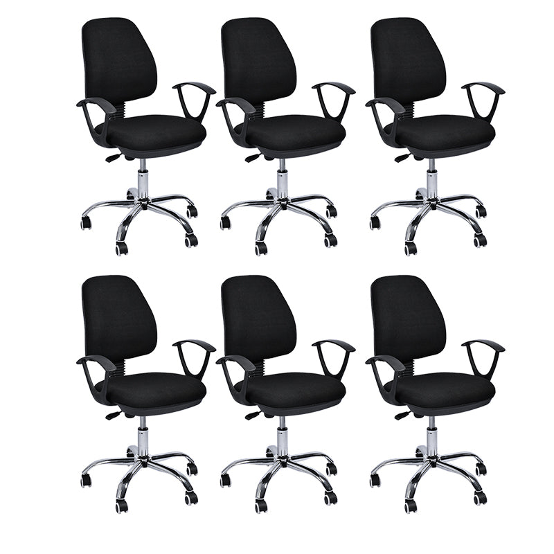 Contemporary Arm Chair Adjustable Seat Height Fixed Arms Black Office Chair