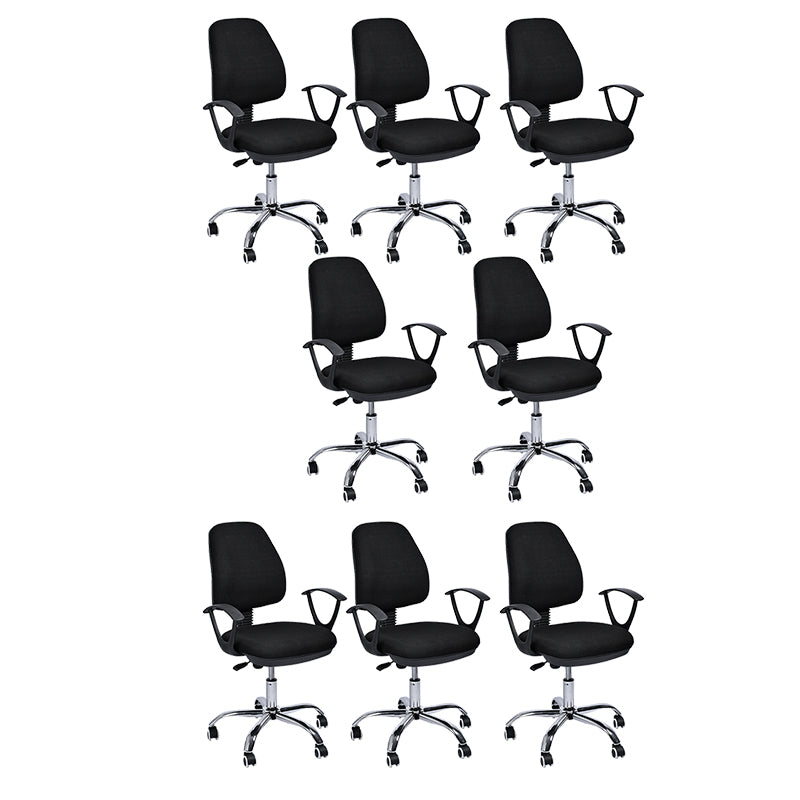 Contemporary Arm Chair Adjustable Seat Height Fixed Arms Black Office Chair