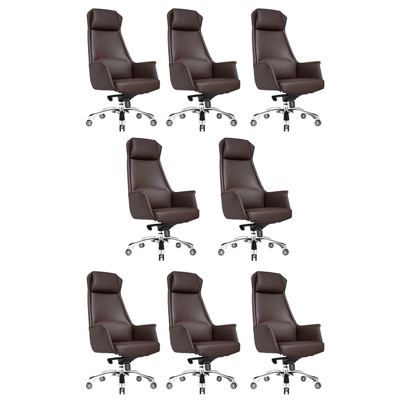 Modern Padded Arms Managers Chair Leather Adjustable Seat Height Chair