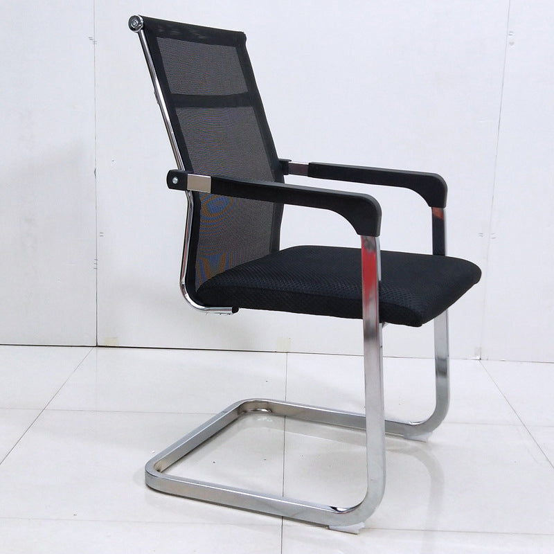 Contemporary Ergonomic Office Chair No Wheels Fixed Arms Task Chair