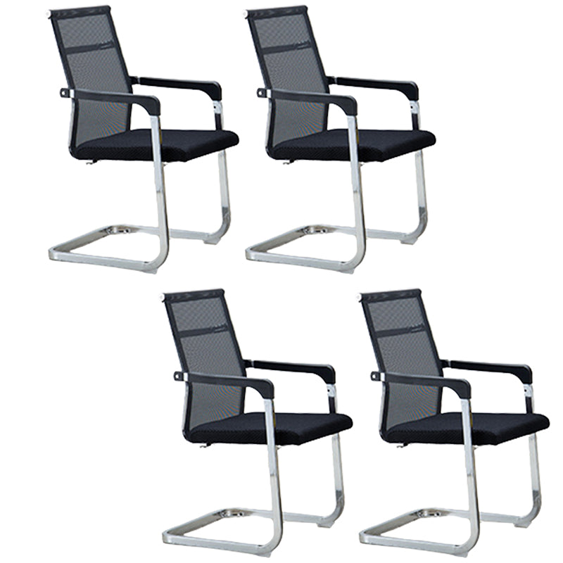 Contemporary Ergonomic Office Chair No Wheels Fixed Arms Task Chair