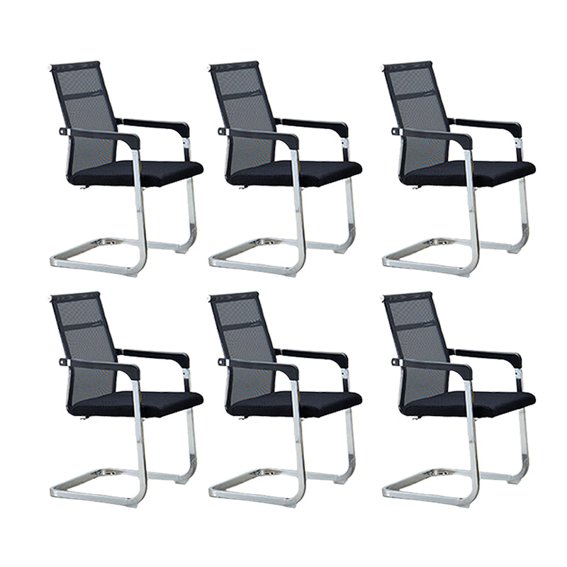 Contemporary Ergonomic Office Chair No Wheels Fixed Arms Task Chair