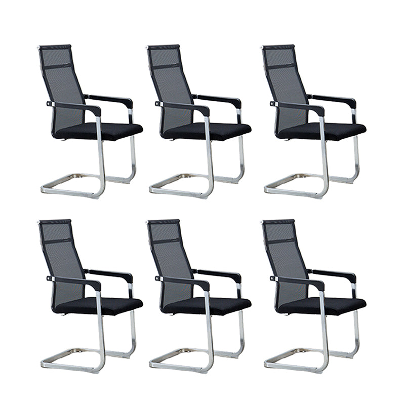 Contemporary Ergonomic Office Chair No Wheels Fixed Arms Task Chair