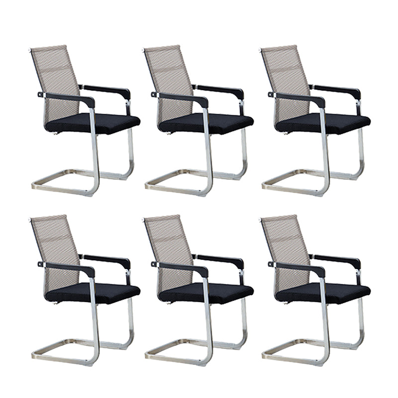 Contemporary Ergonomic Office Chair No Wheels Fixed Arms Task Chair