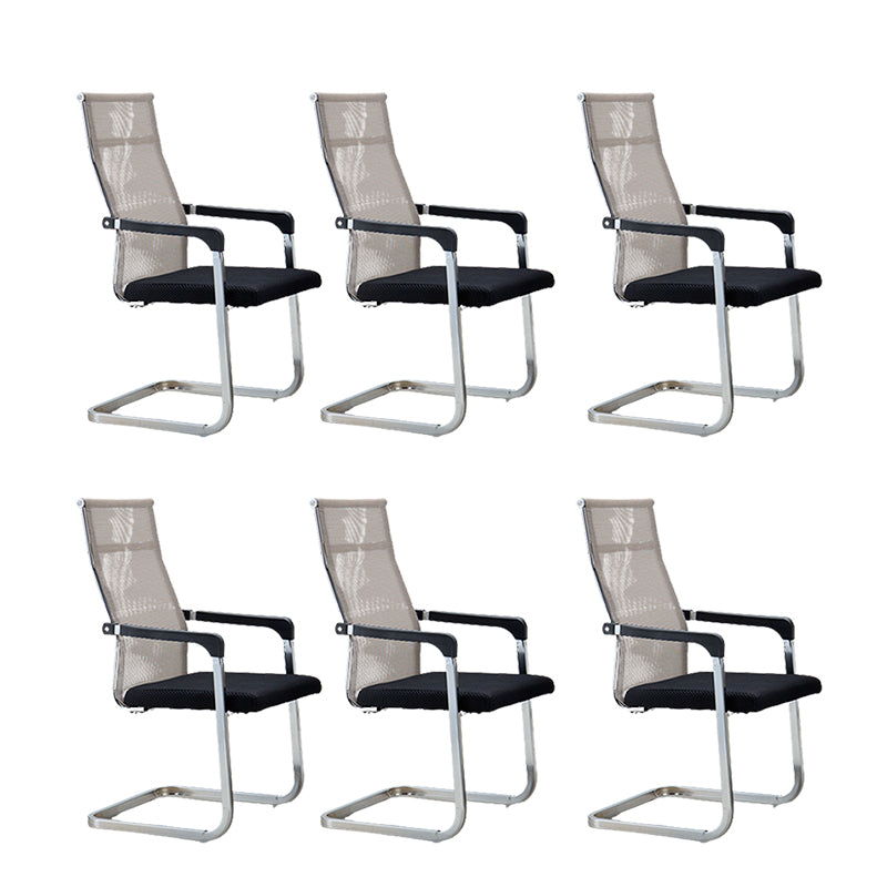 Contemporary Ergonomic Office Chair No Wheels Fixed Arms Task Chair