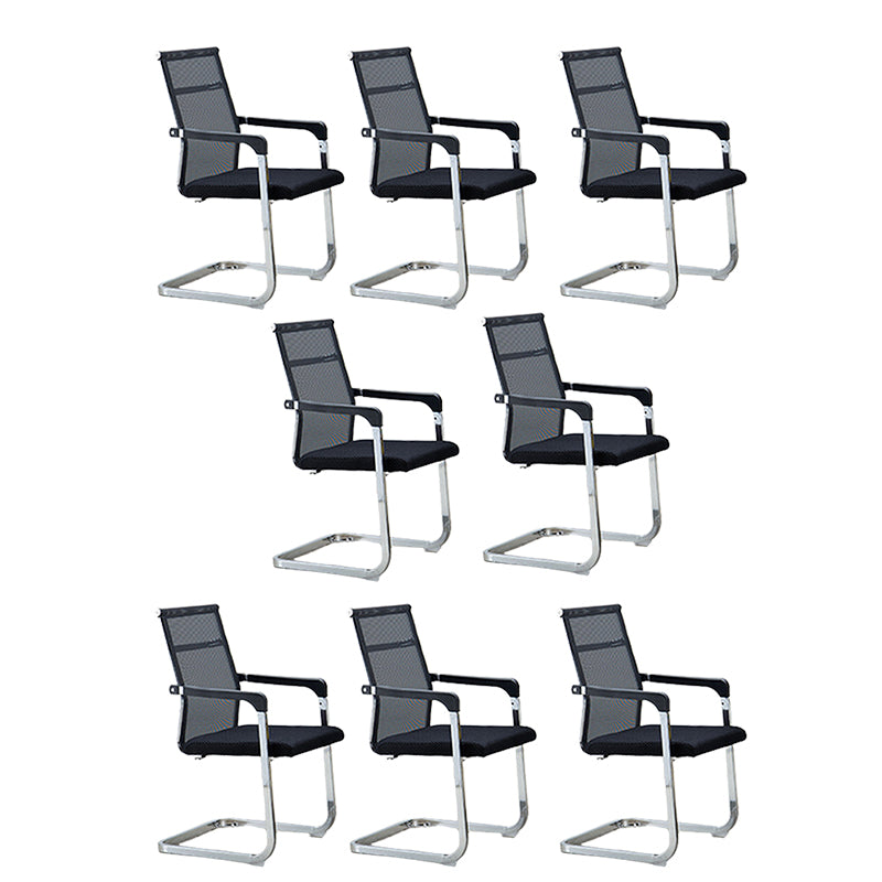 Contemporary Ergonomic Office Chair No Wheels Fixed Arms Task Chair