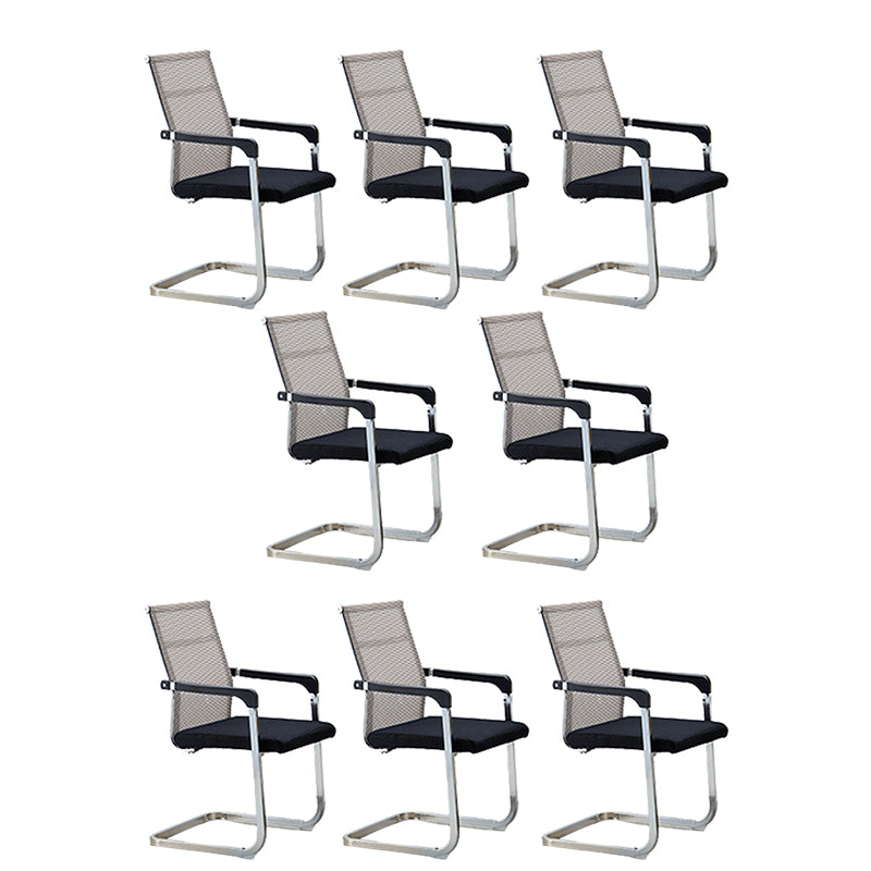 Contemporary Ergonomic Office Chair No Wheels Fixed Arms Task Chair