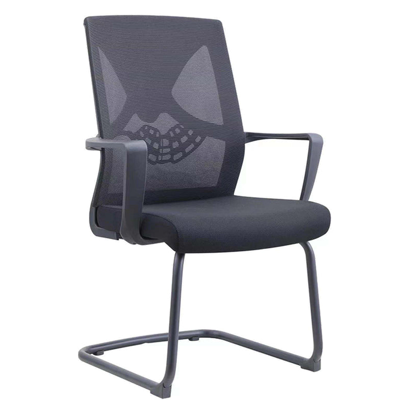 Contemporary Arm Chair Fixed Arms Plastic Lumbar Support Black Office Chair