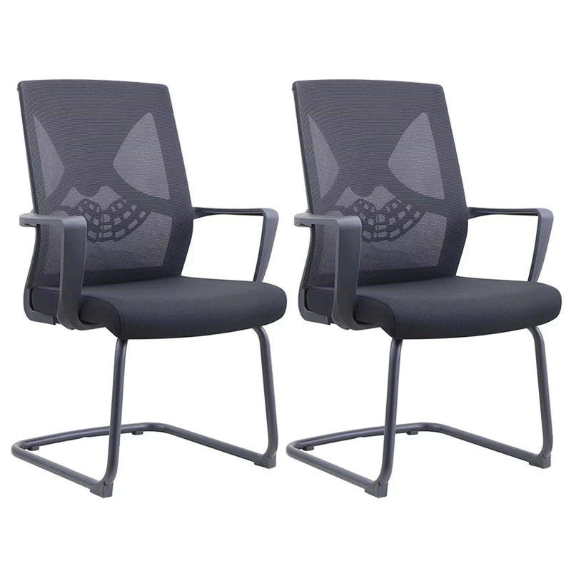 Contemporary Arm Chair Fixed Arms Plastic Lumbar Support Black Office Chair