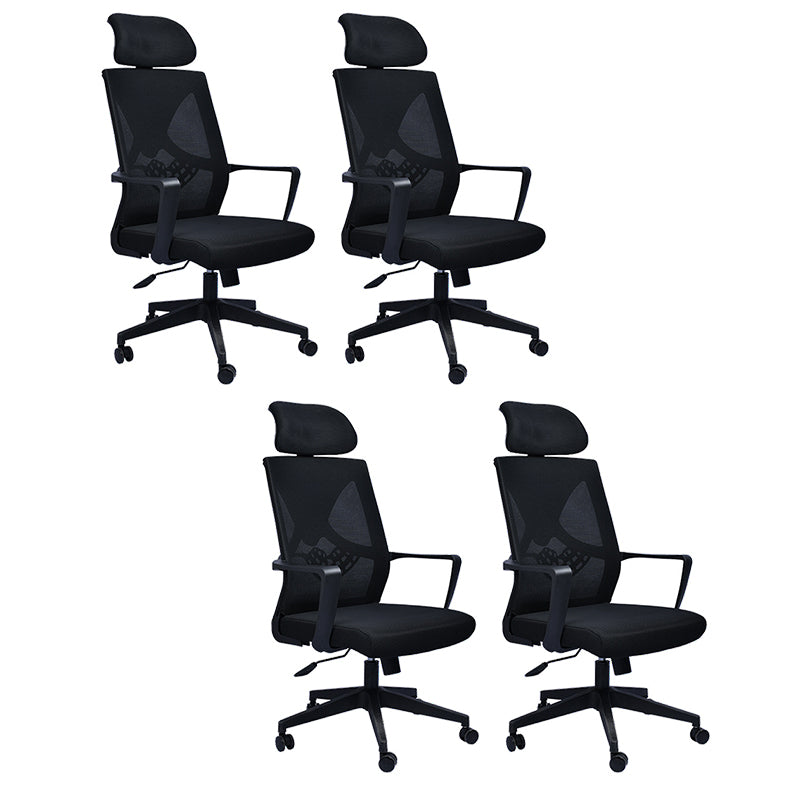 Contemporary Arm Chair Fixed Arms Plastic Lumbar Support Black Office Chair