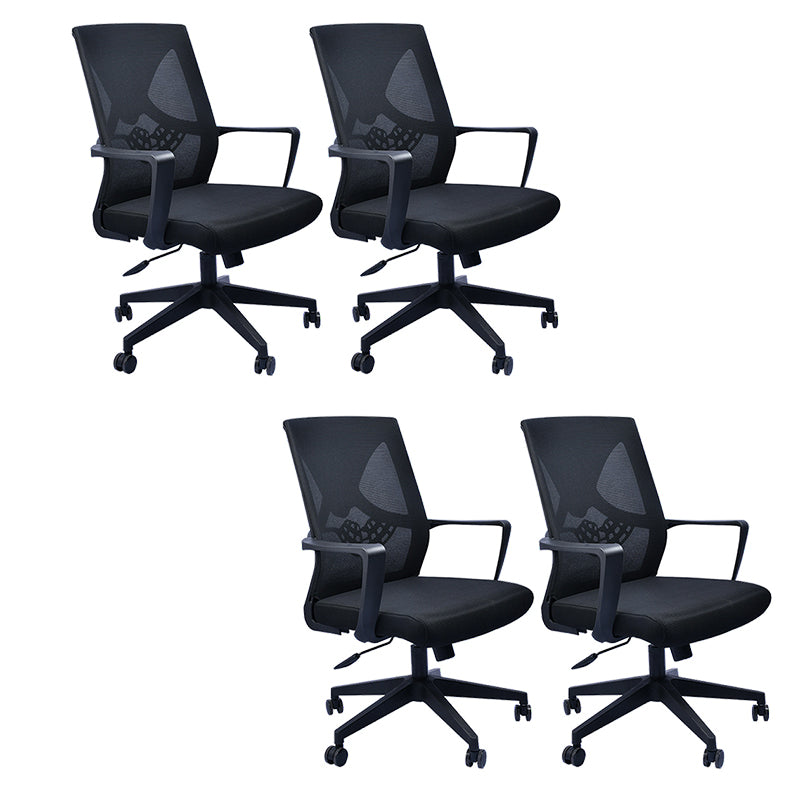 Contemporary Arm Chair Fixed Arms Plastic Lumbar Support Black Office Chair