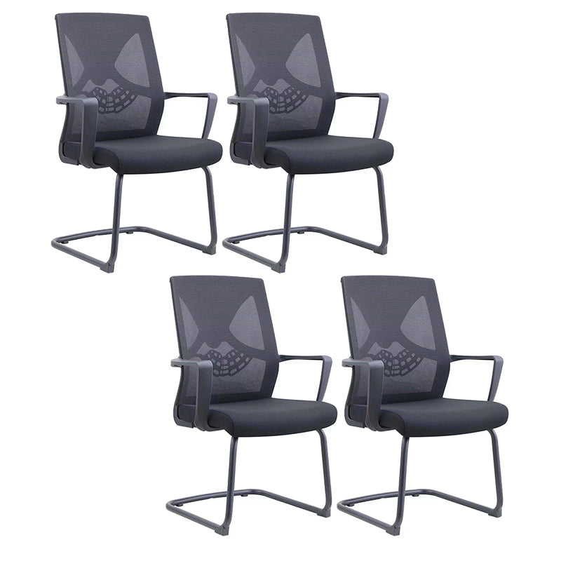 Contemporary Arm Chair Fixed Arms Plastic Lumbar Support Black Office Chair