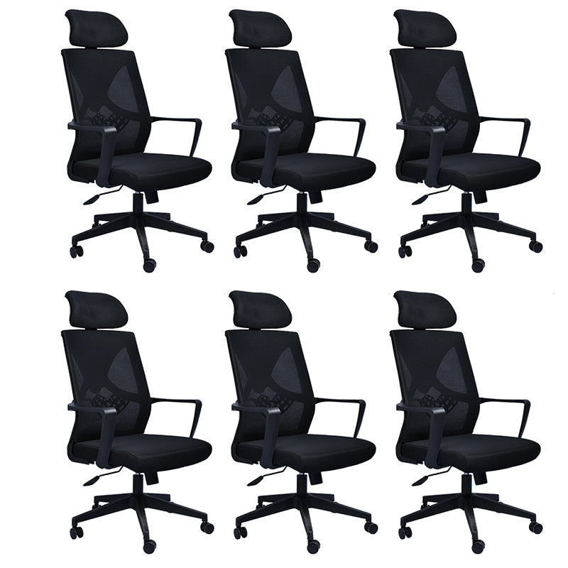 Contemporary Arm Chair Fixed Arms Plastic Lumbar Support Black Office Chair