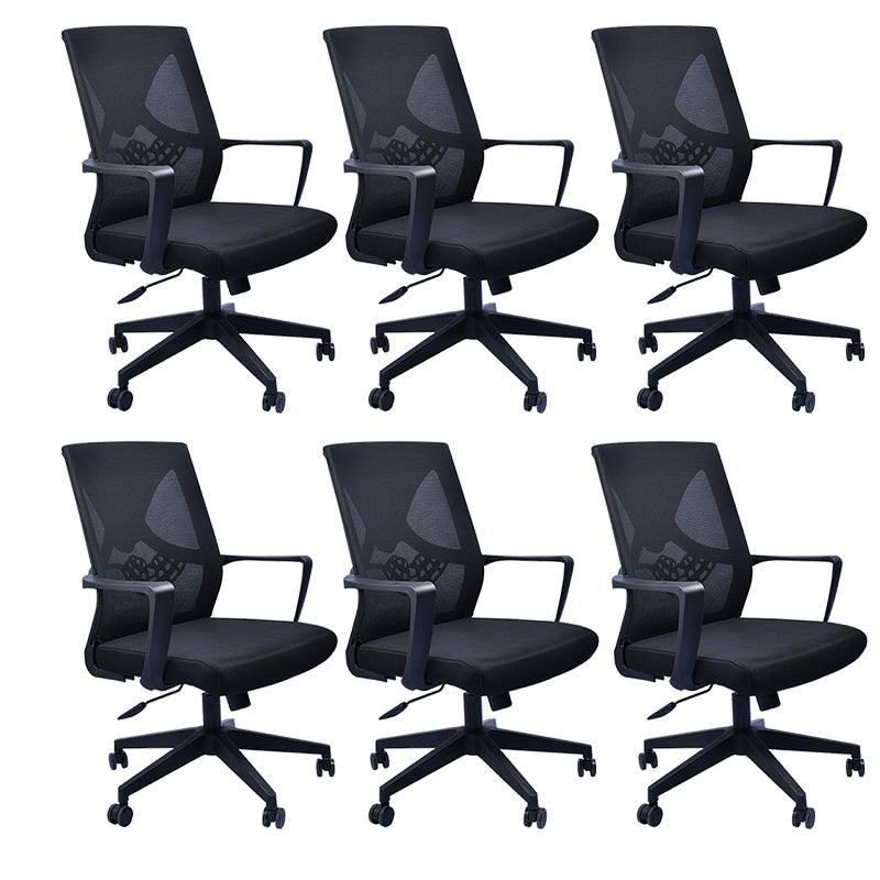 Contemporary Arm Chair Fixed Arms Plastic Lumbar Support Black Office Chair