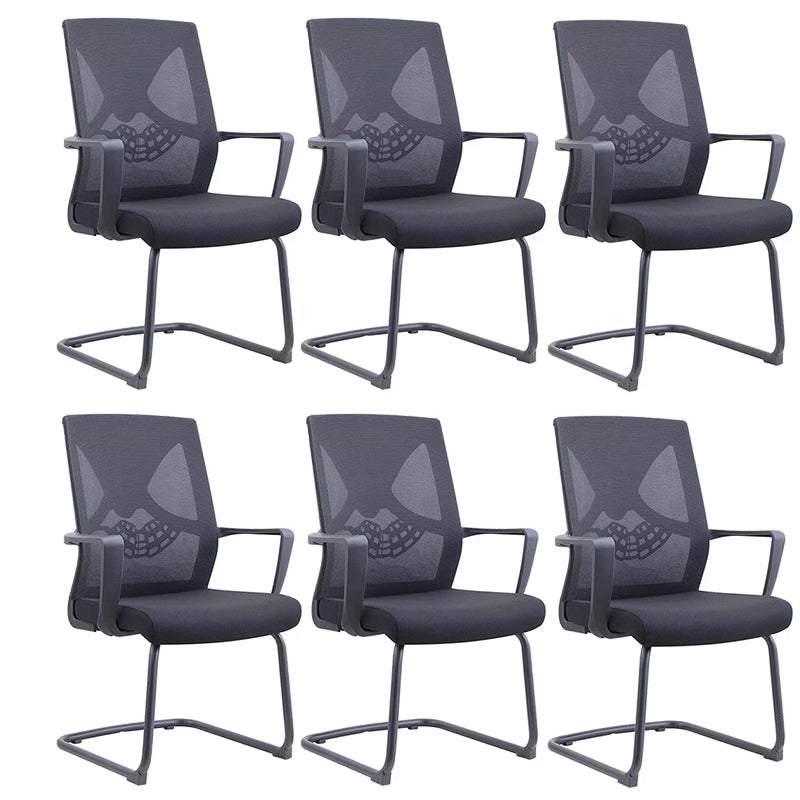 Contemporary Arm Chair Fixed Arms Plastic Lumbar Support Black Office Chair