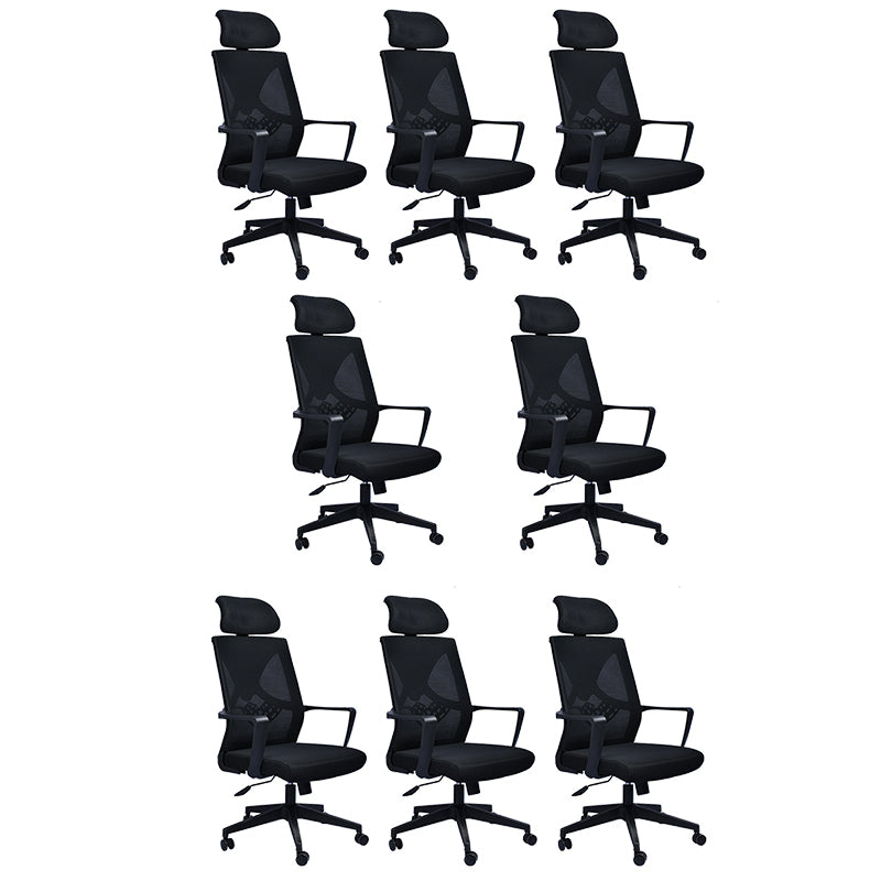 Contemporary Arm Chair Fixed Arms Plastic Lumbar Support Black Office Chair