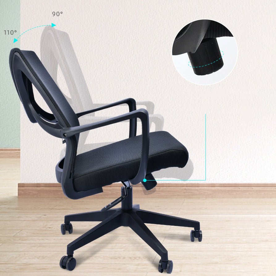 Contemporary Arm Chair Fixed Arms Plastic Lumbar Support Black Office Chair