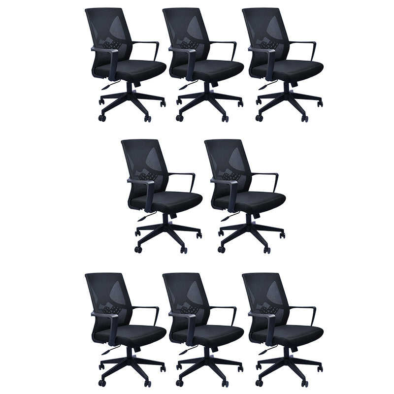 Contemporary Arm Chair Fixed Arms Plastic Lumbar Support Black Office Chair