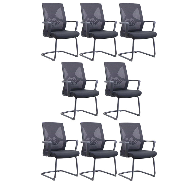 Contemporary Arm Chair Fixed Arms Plastic Lumbar Support Black Office Chair