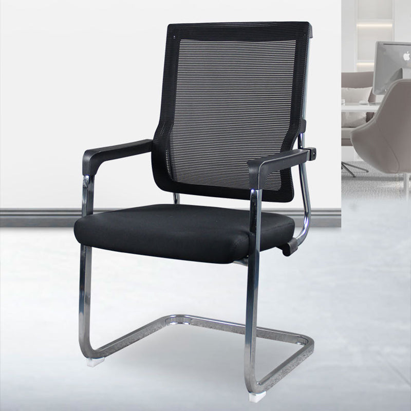 Modern Fixed Arms Office Chair Breathable AirGrid No Wheels Desk Chair