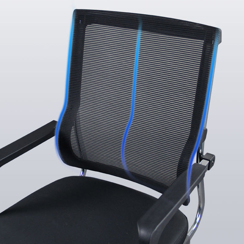 Modern Fixed Arms Office Chair Breathable AirGrid No Wheels Desk Chair