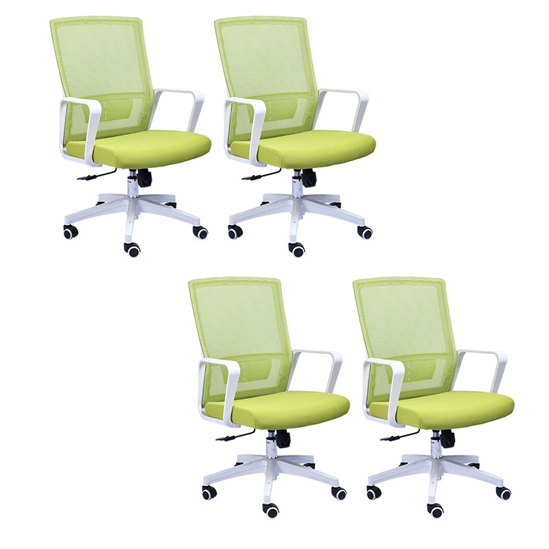 Contemporary Arm Chair Lumbar Support Fixed Arms with Wheels Office Chair