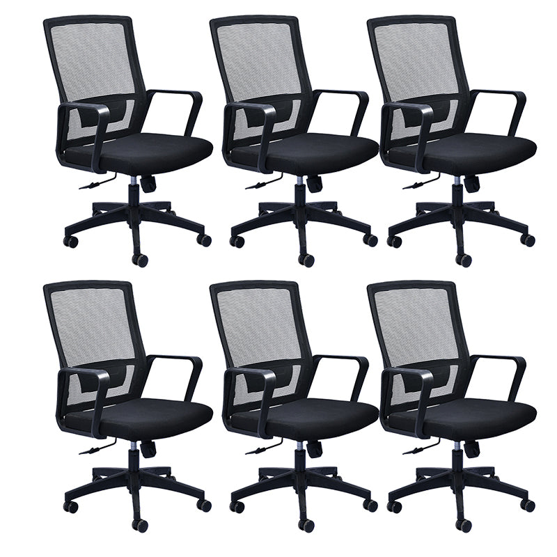 Contemporary Arm Chair Lumbar Support Fixed Arms with Wheels Office Chair