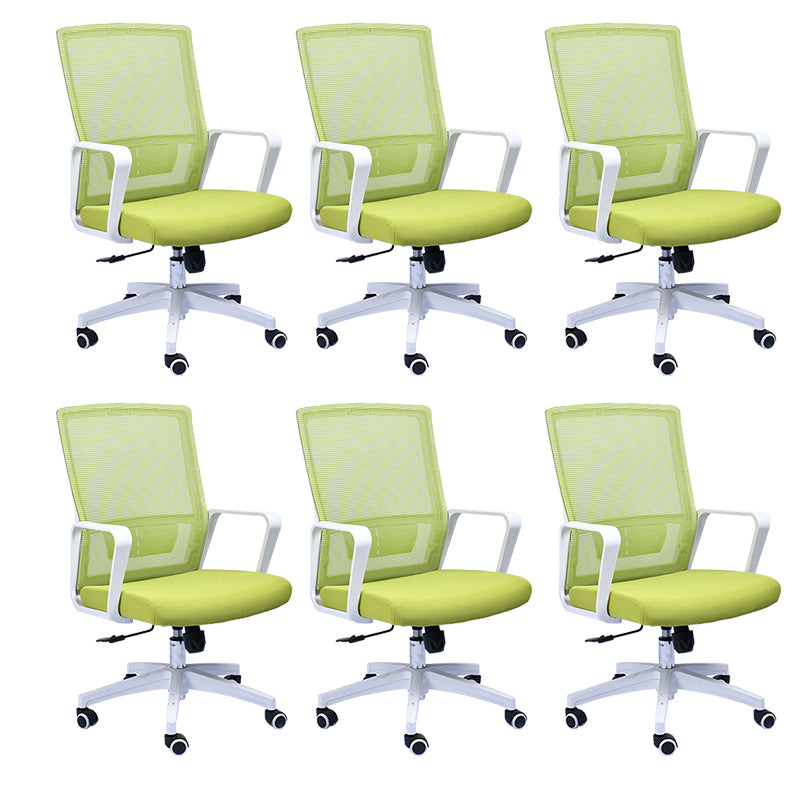 Contemporary Arm Chair Lumbar Support Fixed Arms with Wheels Office Chair