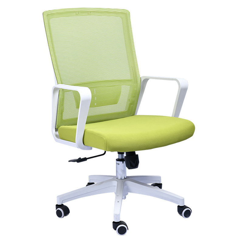 Contemporary Arm Chair Lumbar Support Fixed Arms with Wheels Office Chair