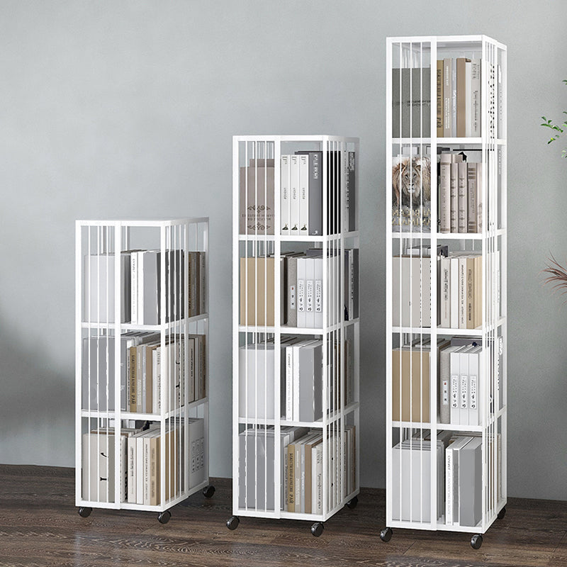 Modern & Contemporary Metal Shelf Open Back Bookcase with Caster