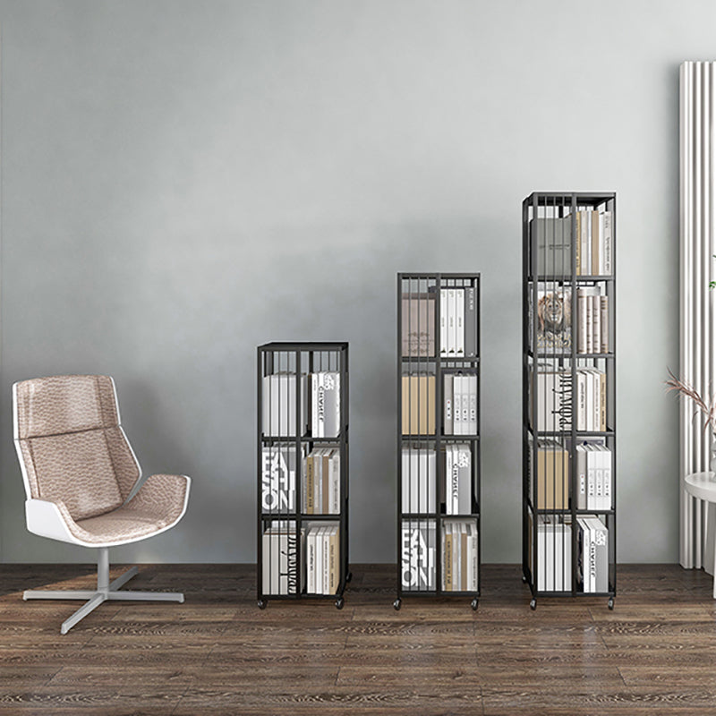 Modern & Contemporary Metal Shelf Open Back Bookcase with Caster