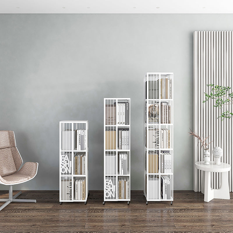 Modern & Contemporary Metal Shelf Open Back Bookcase with Caster