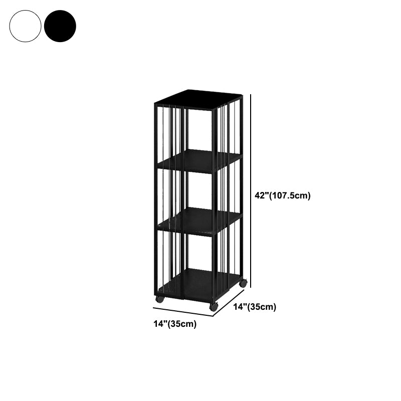 Modern & Contemporary Metal Shelf Open Back Bookcase with Caster