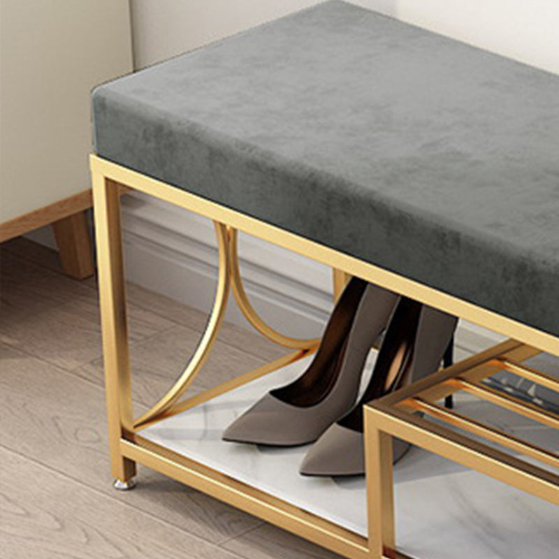 Modern Entryway Bench Upholstery Fill Foam Bench with Shelves