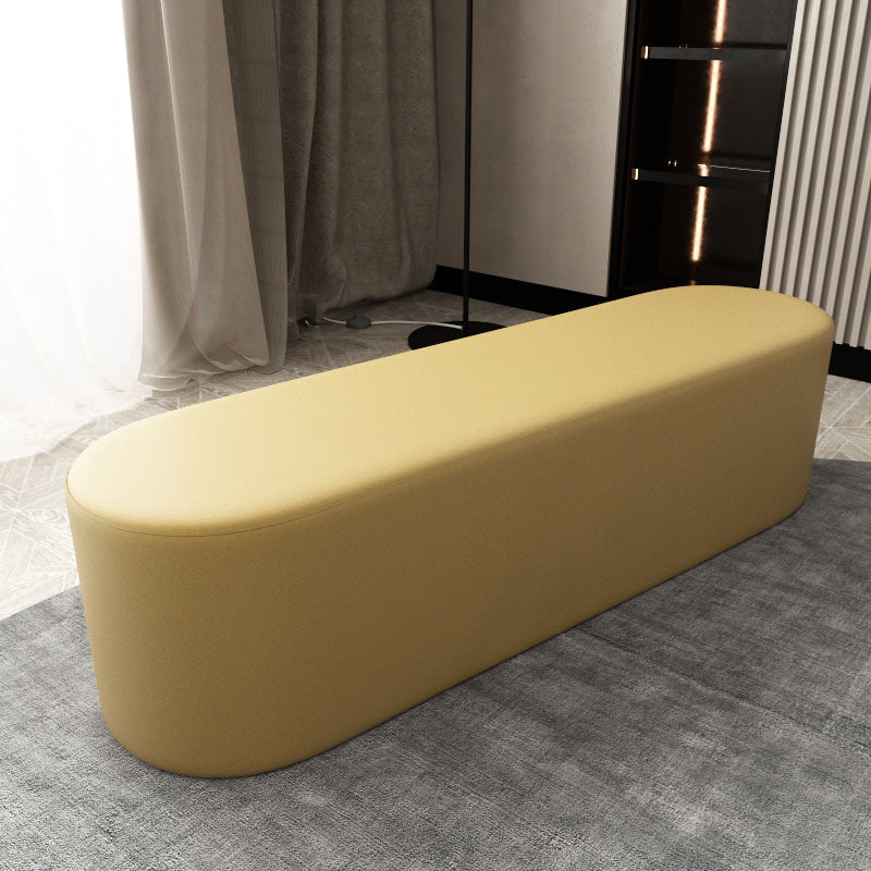 Modern Solid Color Bench Faux Leather Oval Bench for Home Office