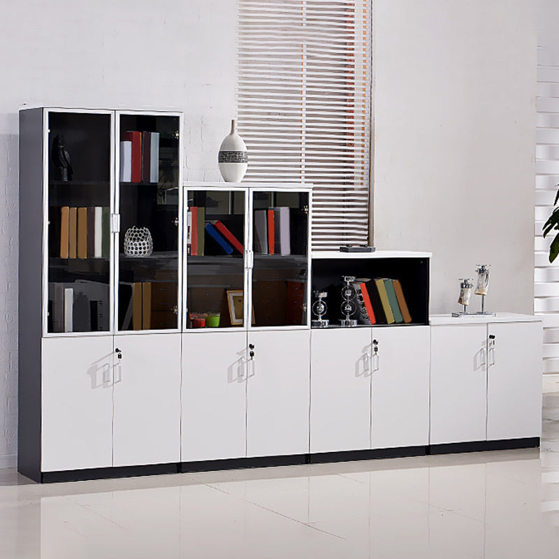 Modern Vertical File Cabinet Glass Detail Wood File Cabinet with Storage Shelves