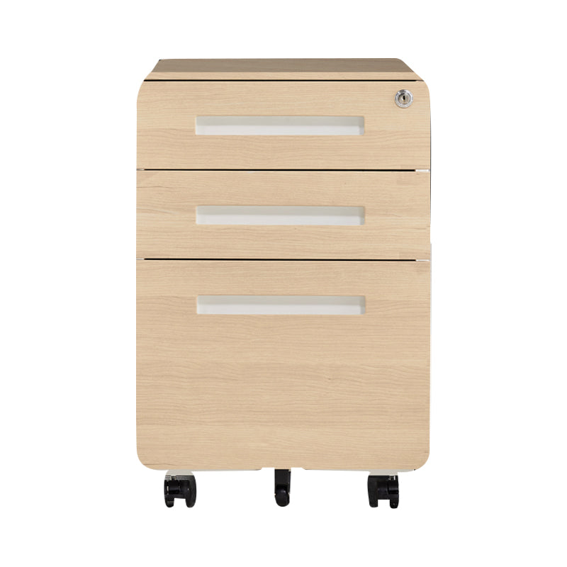 Contemporary File Cabinets Steel Frame Key Lock Mobile Filing Cabinet with Wheels