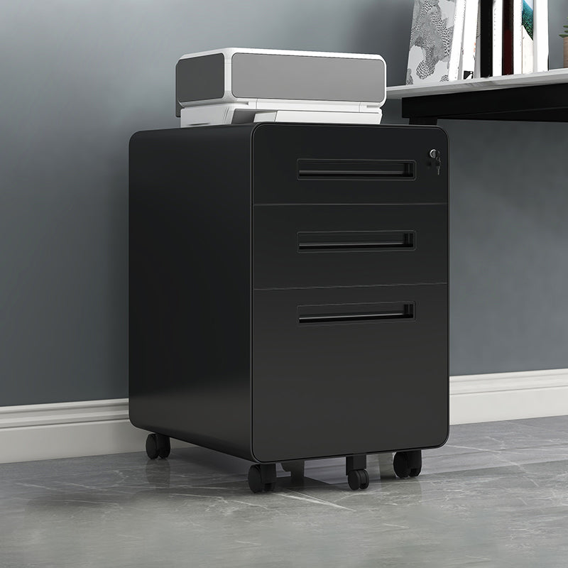 Modern Cabinet Metal 3 Locking Drawers and Castors Filing Cabinet for Home Office