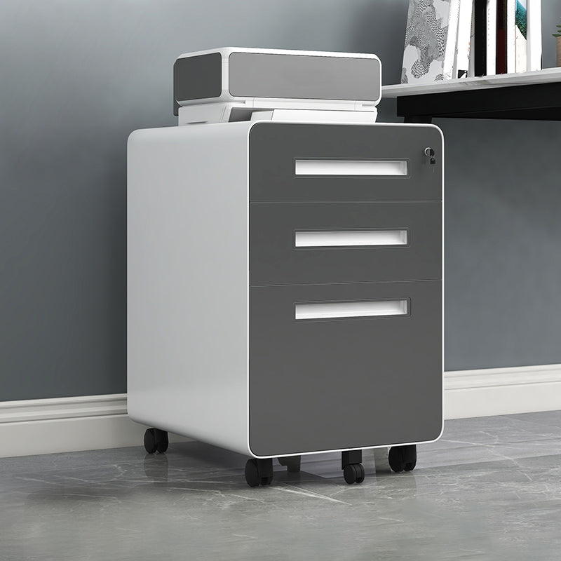 Modern Cabinet Metal 3 Locking Drawers and Castors Filing Cabinet for Home Office